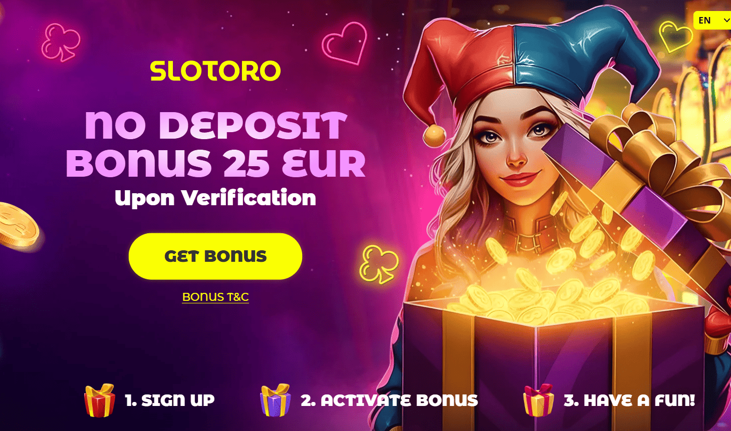 $20 no deposit bonus NZ real money at Slotoro Casino